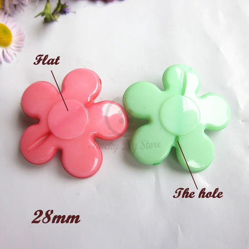 48pcs 28mm Mixed color flat flower craft deocrative buttons for sewing scrapbook sewing or tackiness accessories