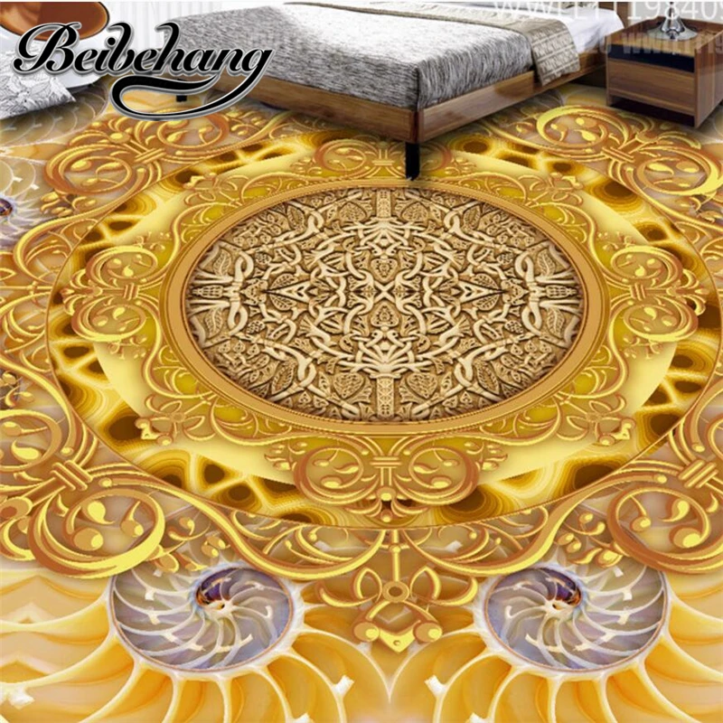 

beibehang Custom creative gold luxury European three-dimensional pattern 3D floor tiles self-adhesive floor decorative painting