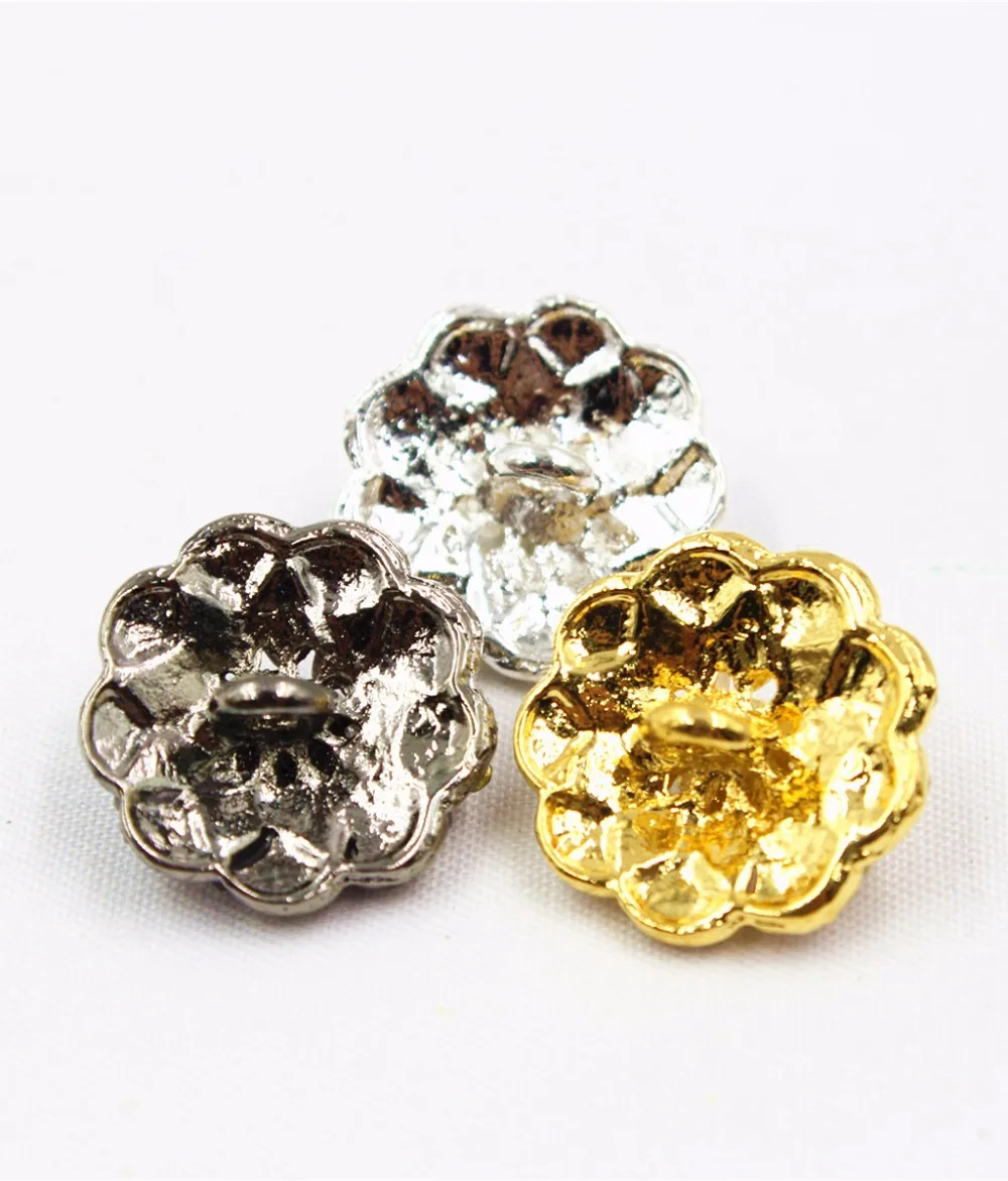 165181,1pcs 18mm  3color select Rhinestone inlaid metal buttons flower Clothing accessories Jewelry Accessories diy