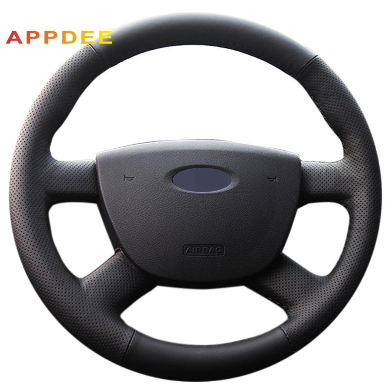 AppDee Black Artificial Leather Car Steering Wheel Cover for Ford Focus 2 2005 2006 2007 2008 2009 2010 2011