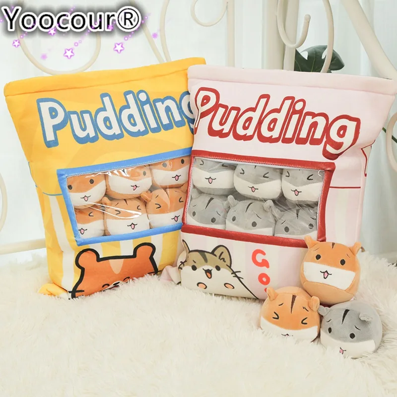 

A Bag Of 8pcs Kawaii Pudding Hamster Plush Balls Bag Snack Toy Soft Cartoon Animal Stuffed Doll Sofa Pillow Girlfriend Kids Gift