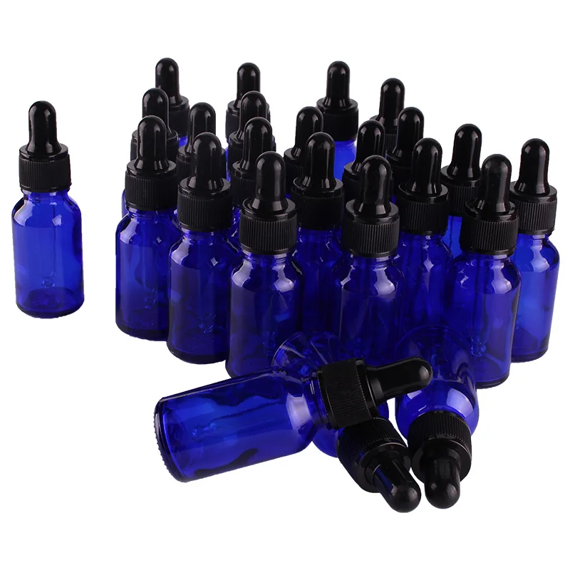 24pcs 15ml Empty Blue Glass Dropper Bottle with Pipptte for essential oils aromatherapy liquid