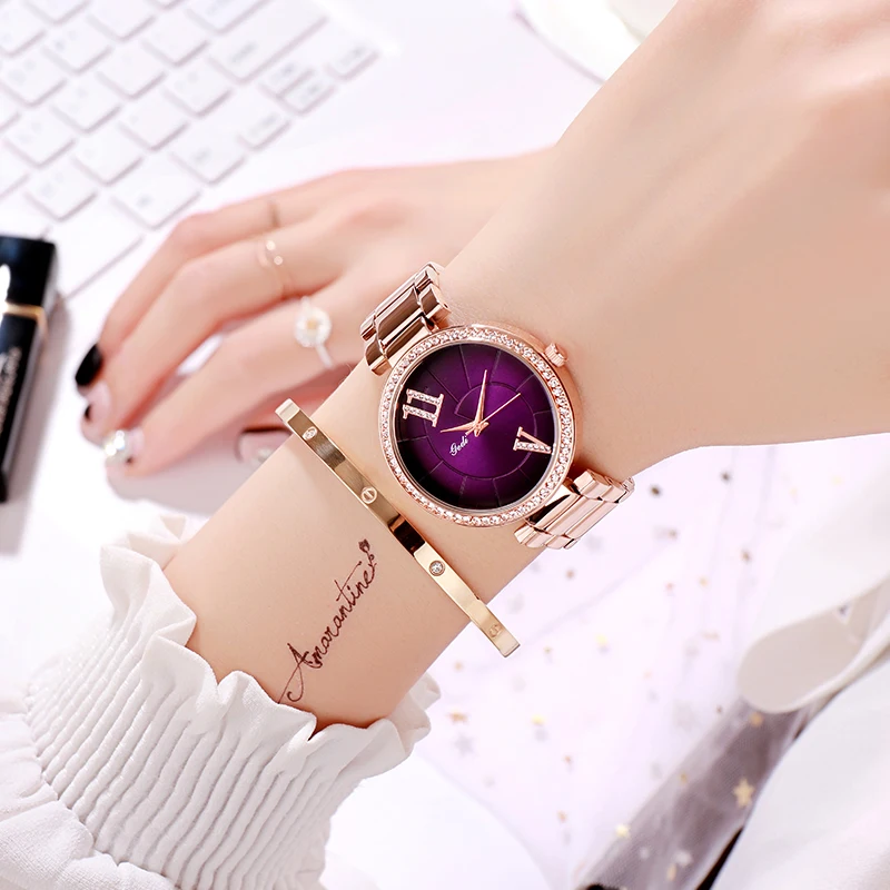 GEDI クォーツ腕時計女性のための防水女性時計ファッション女性の腕時計女性腕時計新合金ストラップ 2019