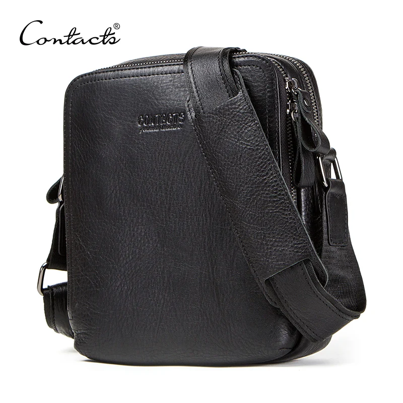 CONTACT'S genuine leather men's bag for ipad male messenger bags casual man shoulder bag crossbody bags for men bolso hombre