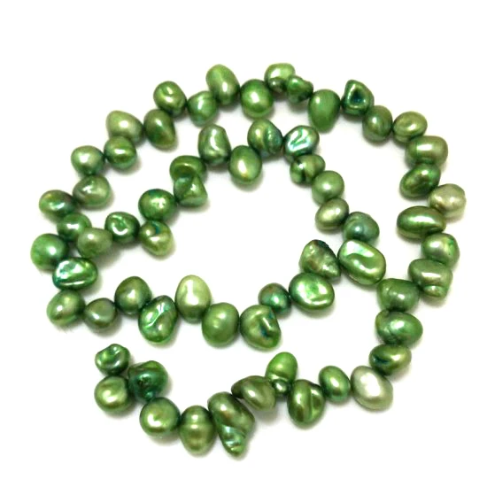 Wholesale 16 inches 8-9mm Green Natural Keshi Pearls Loose Strand