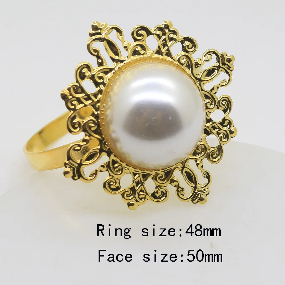 Hot Sale White Pearl napkin ring 250pcs/lot Golden colors Napkin Ring Serviette Weddings and Hotel supplies Free Shipping