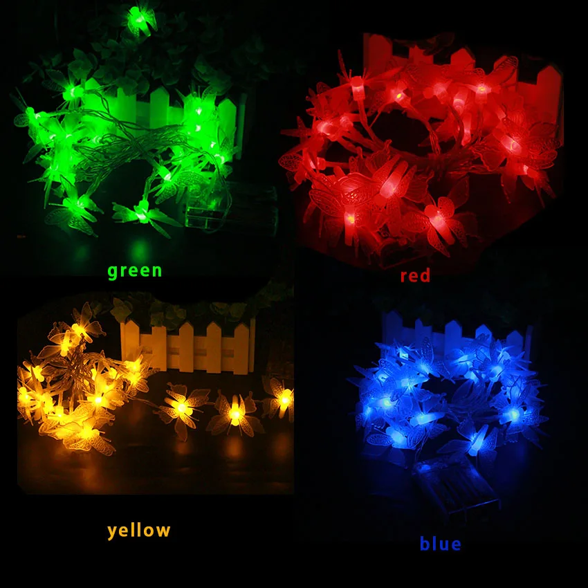 2m 3m 4m 5m 10m butterfly pendants led garland by AA batteries Fairy Christmas outdoor light string New year party wedding deco