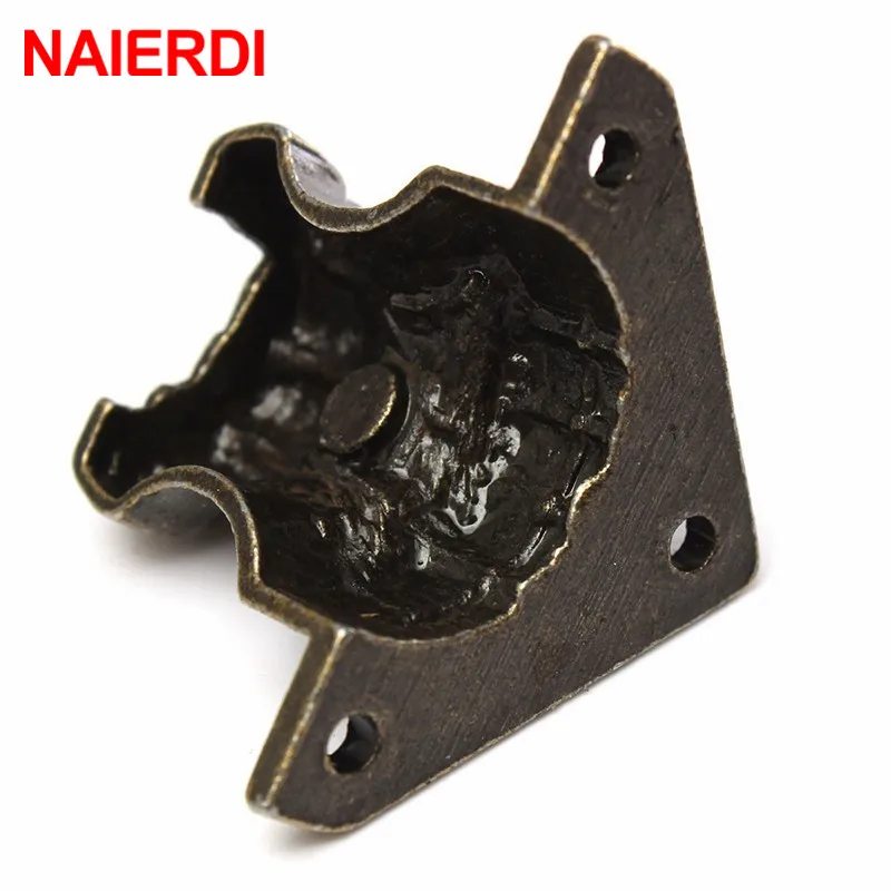 NAIERDI 8pcs Antique Brass Jewelry Chest Wood Box Decorative Feet Leg Corner Protector For Furniture Cabinet Protect Hardware