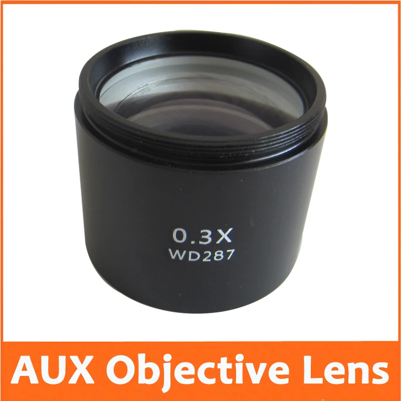 

0.3X School Lab Educational AUX Auxiliary Objective Lens for Stereo Microscope Barlow Attachment WD=287mm