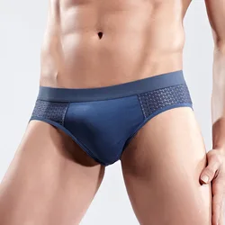 Man Sexy Mesh Hollow Breathable Underwear Middle Waist High Elasticity Solid Fashion Briefs Male Cueca Calzoncillos