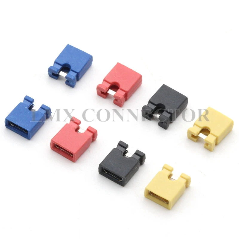 

200pcs 2.54mm Jumper Cap Connector Mini Jumper Short Circuit Cap Contion Black/Yellow/Blue/Red For DIY 3D Accessorie