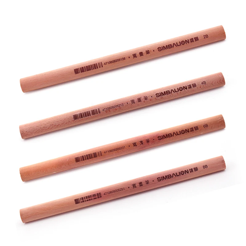 Simbalion Wide pencil lead lead art painting sketch pencil 2B 4B 8B 6B flat head wood brush