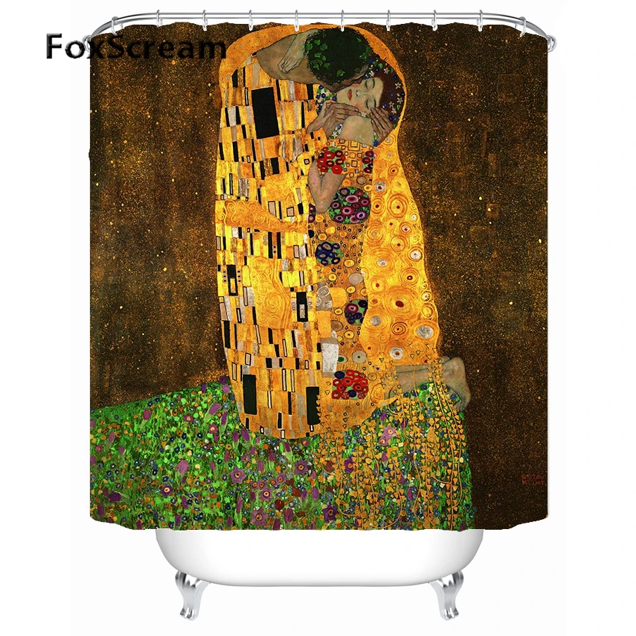 Gustav Klimt Shower Curtain Bath Curtains For Bathroom Waterproof Big Curtain Shower Frabic Shower Curtains in Bath