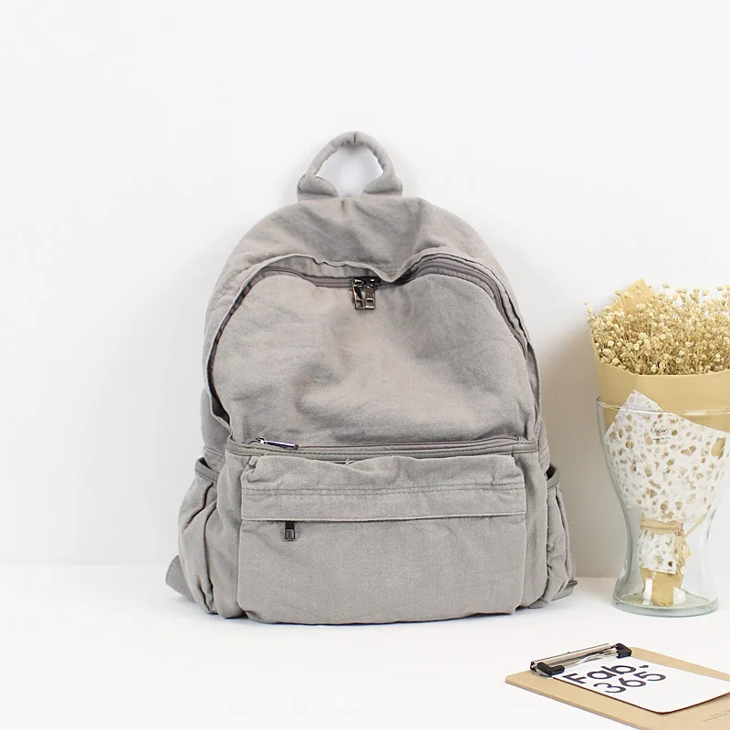 Korean Art Van Washing Water Canvas Shoulder Bag Men And Women Simple Leisure Backpack Sen High School College Students Bag