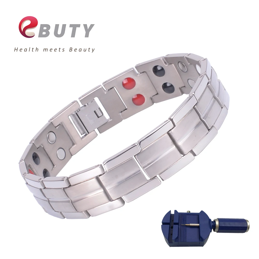 

EBUTY Titanium Magnetic Energy Bracelet with Double Line Energy Elements Bracelets Bangle FIR Healing Gift for Men