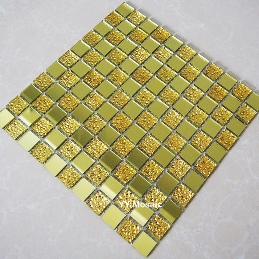 

25x25mm Golden Mirror Glass Mosaic Tile for Boutique Couture checkout desk signboard shop door hall column