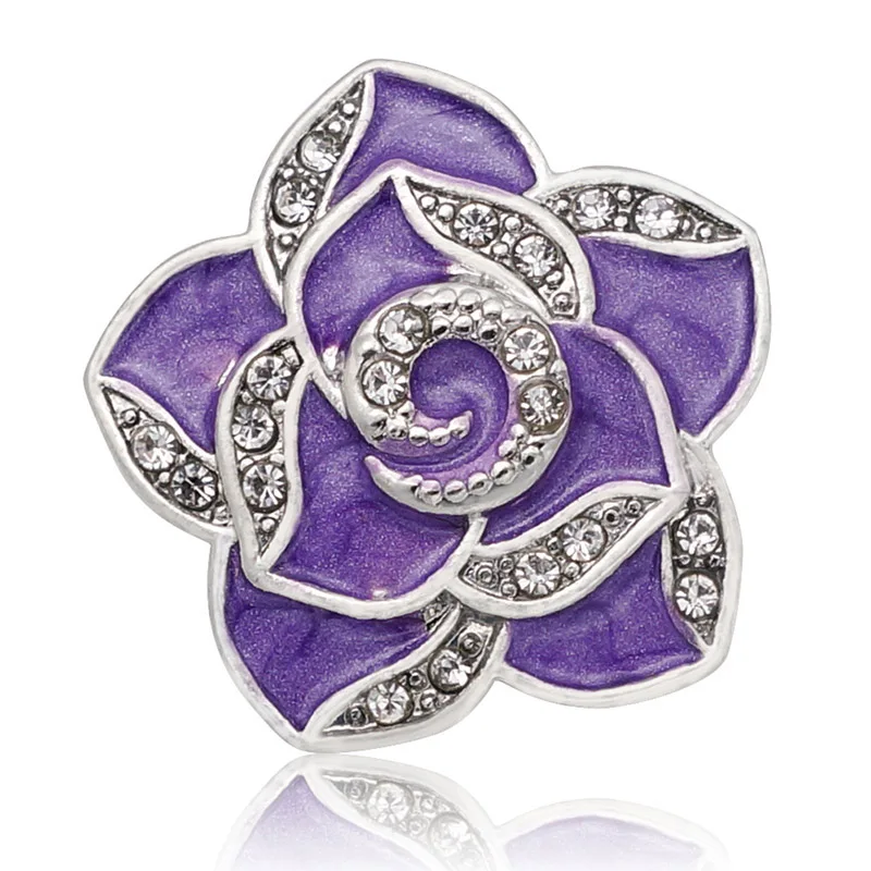 KZ3328 New Beauty Oil flower Rose Crystal 20mm snap buttons fit DIY 18mm snap jewelry fittings wholesale