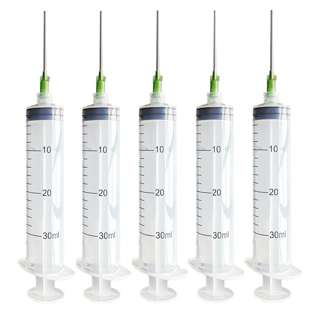 30ml Plastic Syringe with Needle for Lab and Multiple Uses injector Tool,1.5inch 14G Blunt Tip Dispensing Needle with luer loc