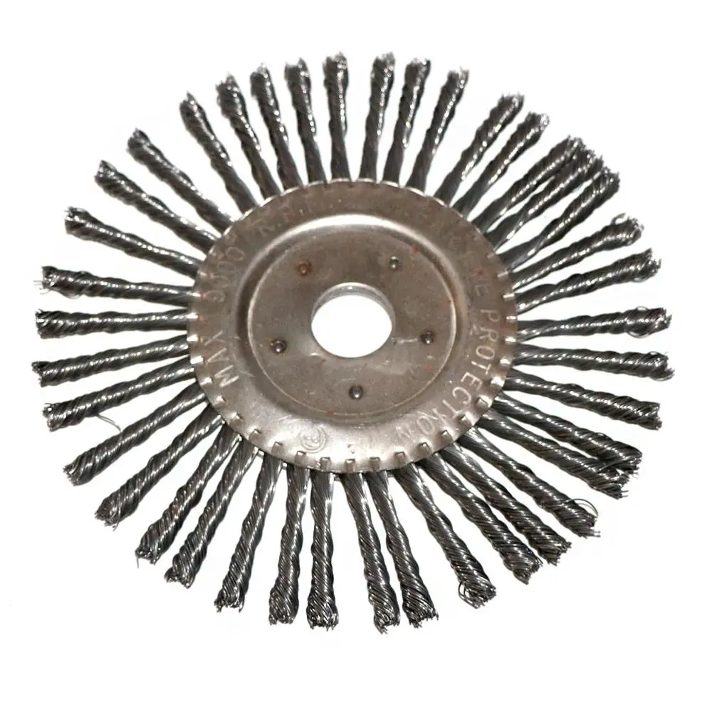 Imagem -03 - Torção de Aço Fio Plano Roda Escova Atada Torção Frisado Fio Roda Escova para Moedor Ângulo 1pc 4inch5