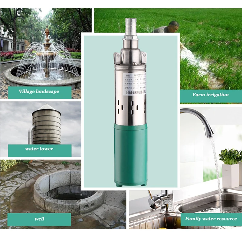 18m cable 370W submersible screw pump 1500L stainless steel high pressure pump 48V mini solar pump irrigation solar pump china