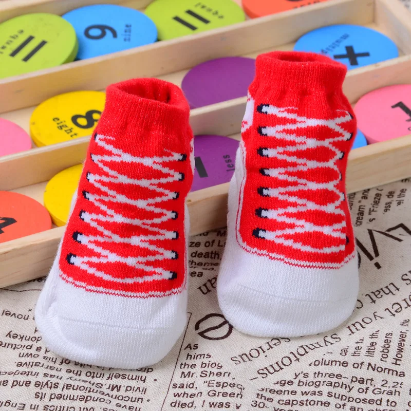 1 pair Cotton Children Socks with non-slip rubber-soled Cartoon Baby Socks Newborn Unisex Anti-slip Shoes Boots for 0-12M baby