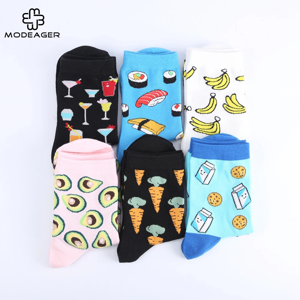 

Modeager Korean Novelty Banana Milk Avocado Pineapple Sushi Fruit Food Women Ladies Socks Cotton Cute Female Christams gift sock