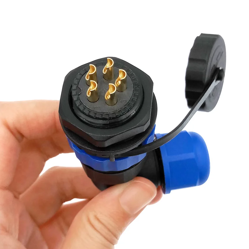 SP20 90 degree elbow waterproof connector 2pin 3/4/5/6/7/8/9/10/12/14Pin IP68 Industrial power angle connectors