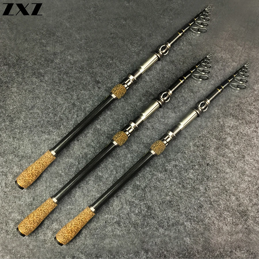 Telescopic High Carbon Fishing Rod Spinning Casting Travel Rod MH 1.8m 2.1m 2.4m 2.7m Baitcasting Carp Feeder Fish 7-20g Pole