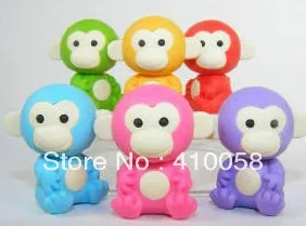 Free shipping Cute Monkey King Eraser 16pcs/lot Creative School  Children Stationery Eraser