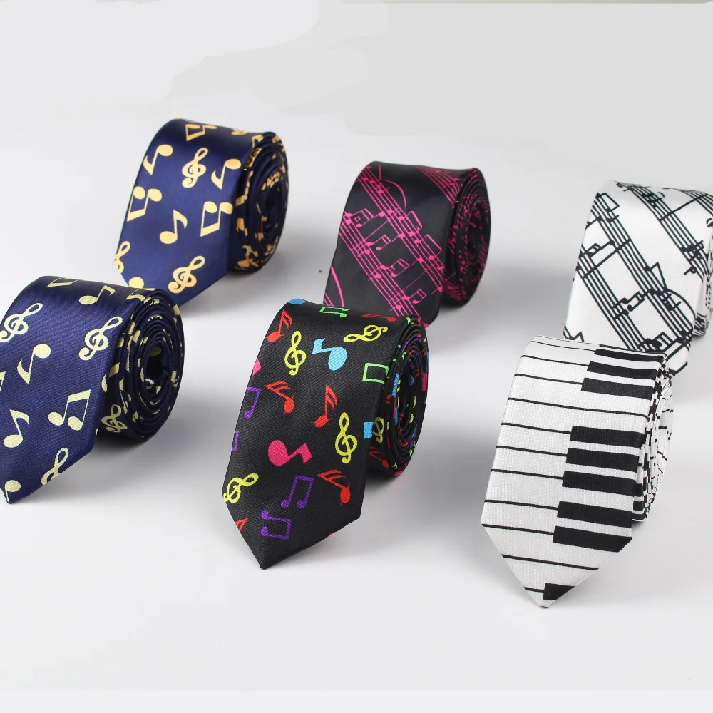 Corbatas de moda para hombre, corbata de personaje de diseñador suave, Festival de Helloween, guitarra de piano, música, nuevo estilo