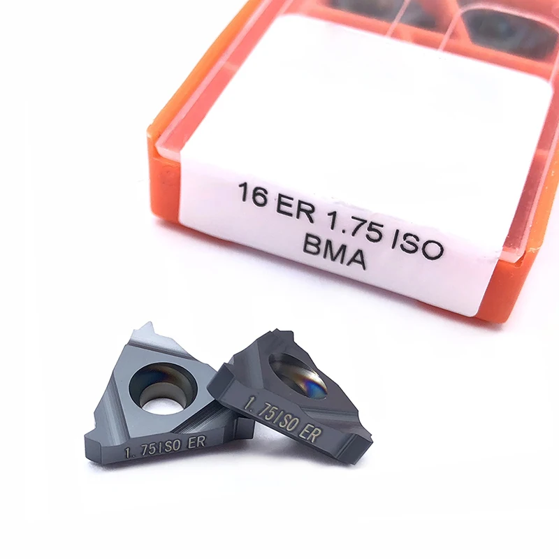 10 pieces 16ER 16IR 0.5ISO 0.75ISO 1.0ISO 1.25ISO 1.50ISO 1.75ISO 2.0ISO BMA threaded insert CNC carbide thread turning tool