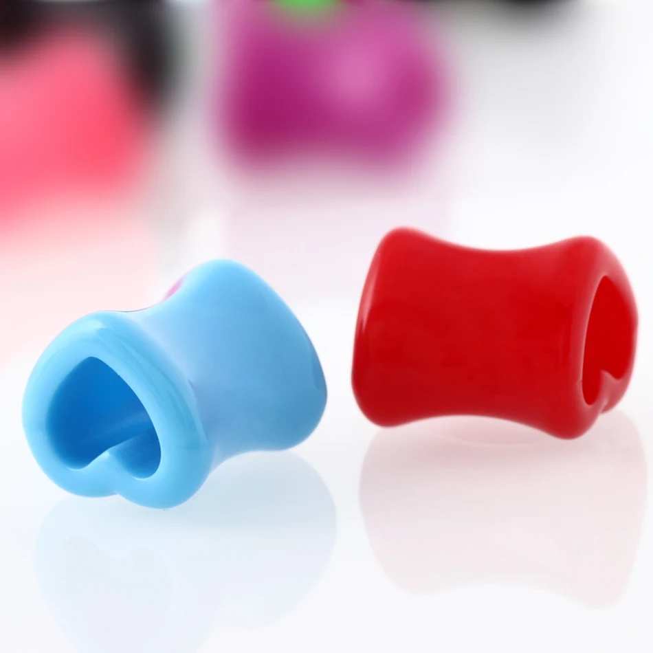 1Pair Acrylic Ear Plug Heart Tunnels Piercings Colorful Ear Flesh Plugs Earlet Gauges Body Piercing Jewelry 4mm-12mm