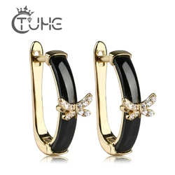 Butterfly Ceramic Stud Earrings For Women Girls Stainless Steel Gold White Cubic Zirconia CZ Woman Earrings 2018 Fashion Jewelry