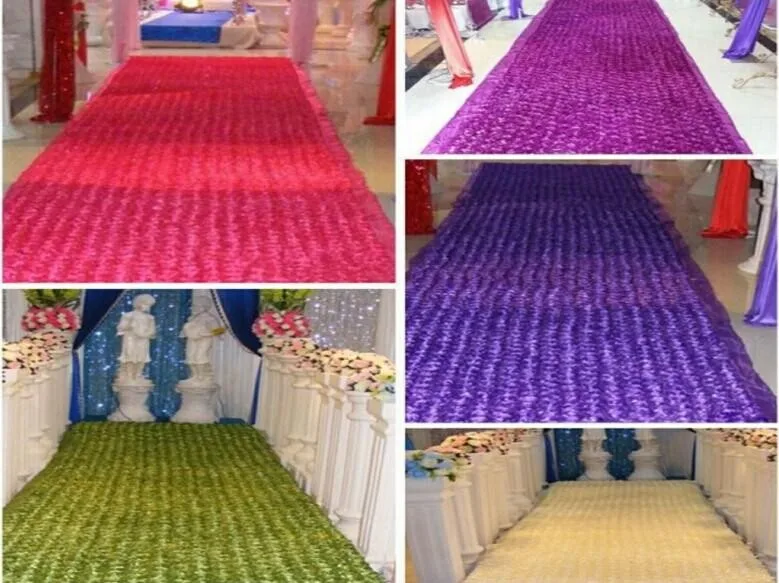 140cm*5Yard Satin fabric 3D Rose Flowers carpet Aisle Runner Marriage Decor Carpet Curtain For Wedding party Backdrop Decoration