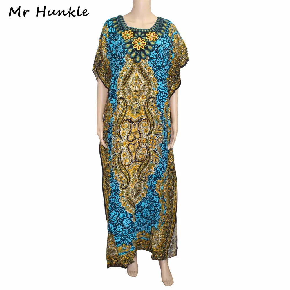 

Mr Hunkle Vintage African Women Clothing Diamonds Emboridery Neck Summer Maxi Vestidos Traditional African Print Dashiki Dresses