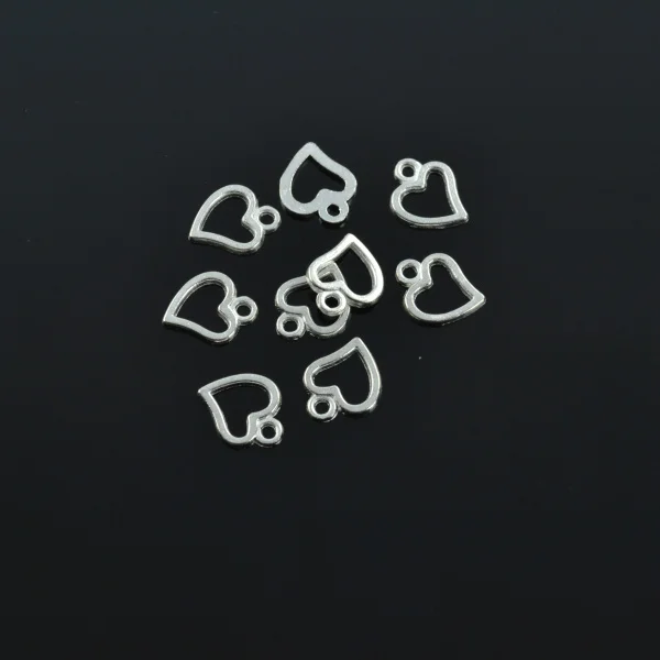 150pcs Silver Plated Heart-shaped Charms alloy Pendants for Bracelet Necklace Jewelry Making Accessories DIY 10*8mm 1723