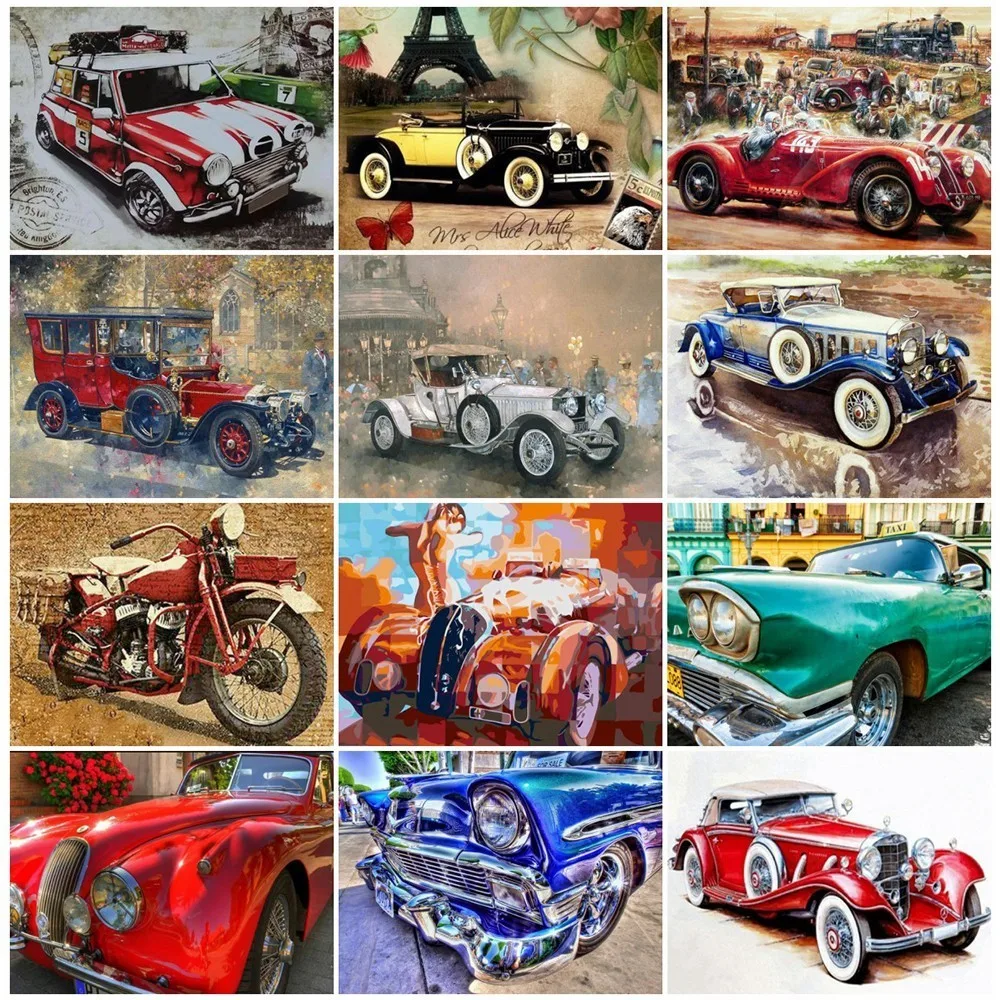 Diamond Embroidery Landscape 5D DIY Diamond Painting Classic Cars Full Square Mosaic Picture Of Rhinestone Home Decoration Gift