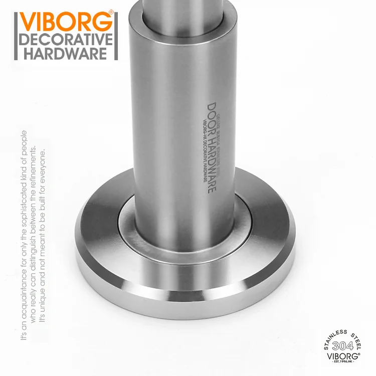 VIBORG Deluxe Adjustable 304 Stainless Steel + Rubber Door Stopper Wall mounted door Doorstop Door Stop Wall Protector Bumper