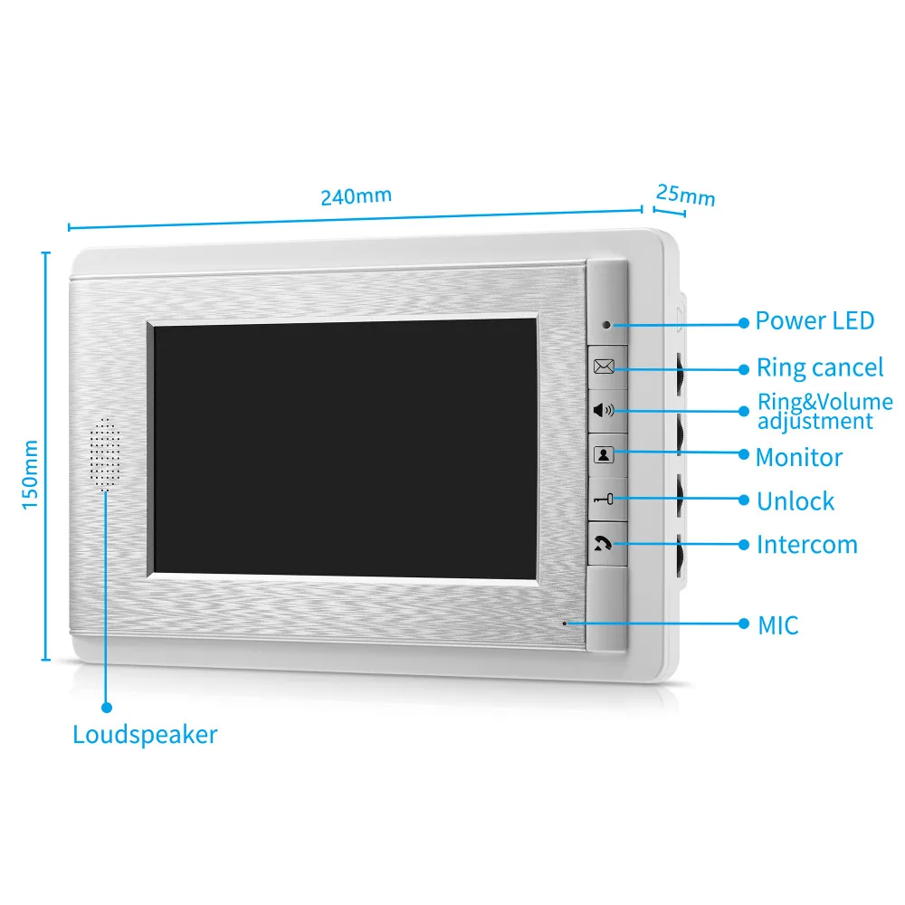 Imagem -05 - Wired Video Door Phone Intercom Visual Speakerphone Intercom System Adicionar Fonte de Alimentação dc 1v2 Lcd Tft