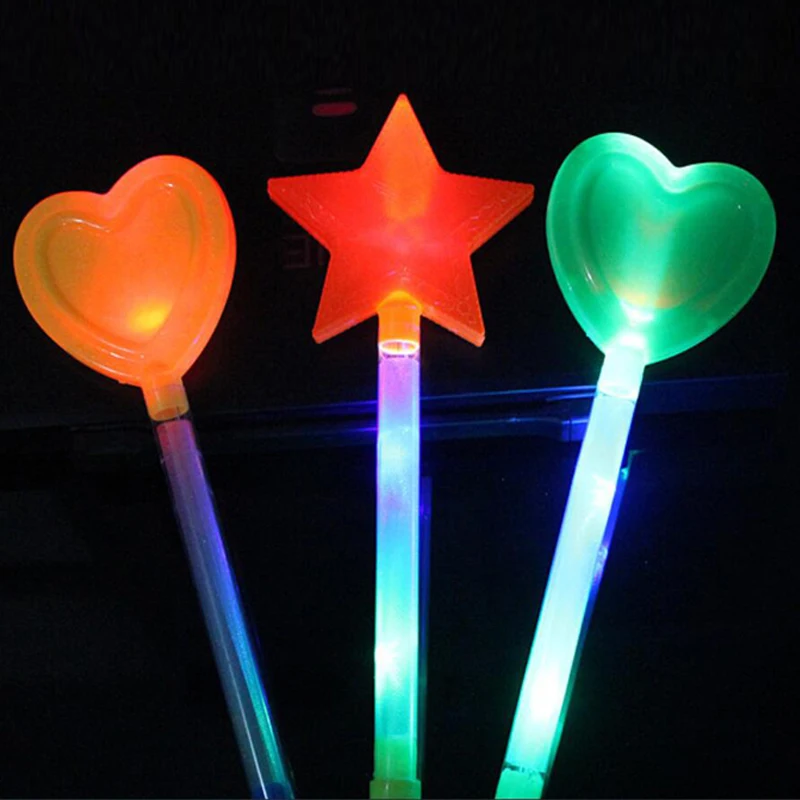 Luminous Toys Star Love Heart Led Stick Fairy Wand Cheer Props Gift for New Year Christmas Wedding Led Party Supplies