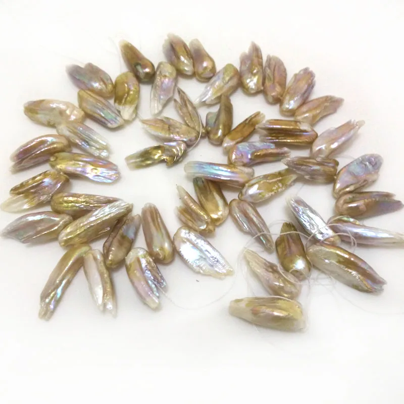 

16 inches 20-35mm White Side Drilled Leaf Shaped Biwa Blister Pearl Loose Strand