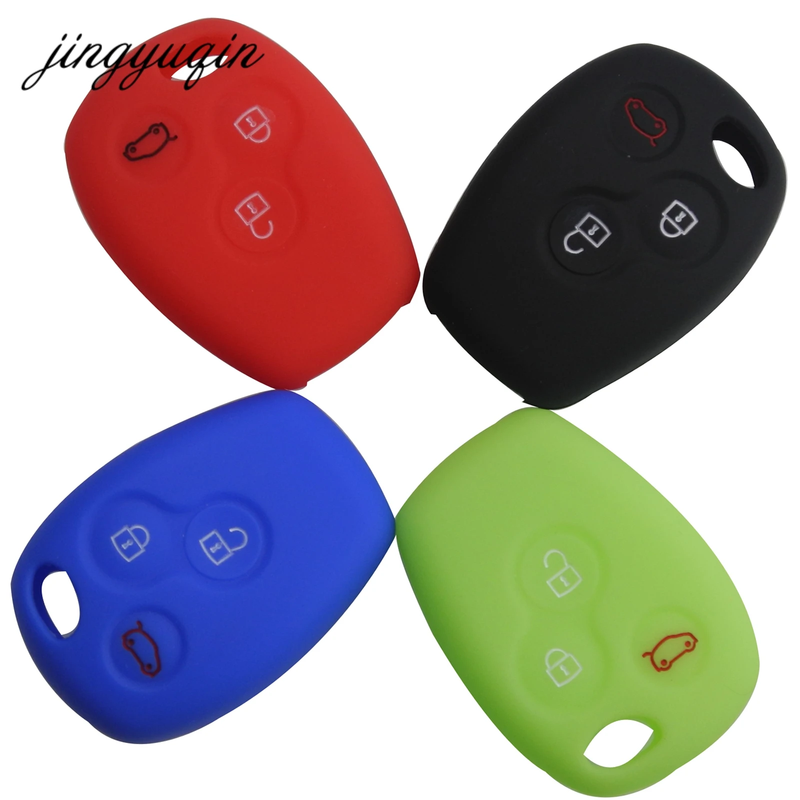 

jingyuqin 30pcs Silicone Car key Case for Renault 3 Button Clio Scenic Megane Duster Sandero Captur Twingo Modus Remote Cover