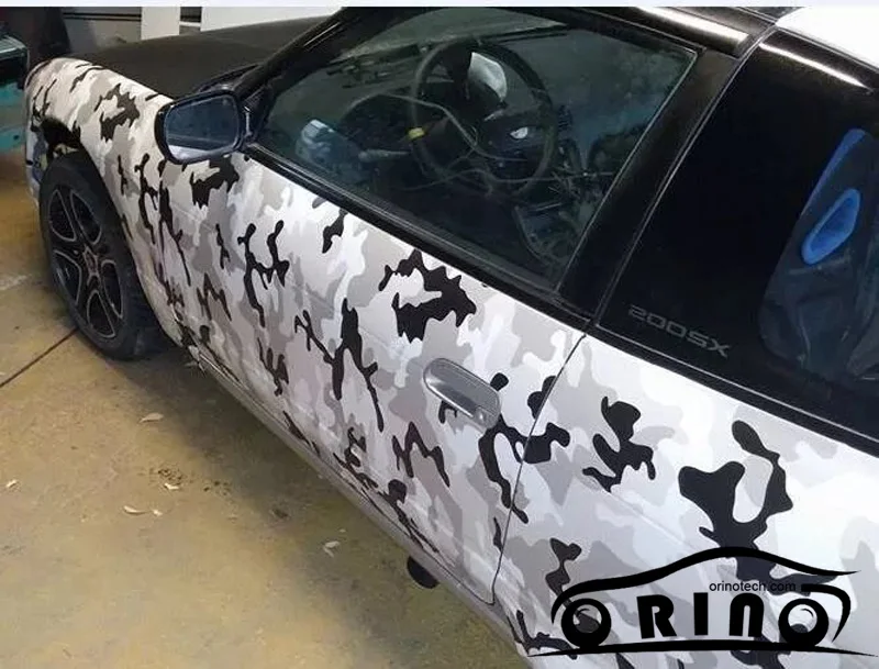 Black White Camouflage Wrap Vinyl Decal Truck Vehicle Snow Camouflage Wrapping Film Sticker With Bubble Air Free