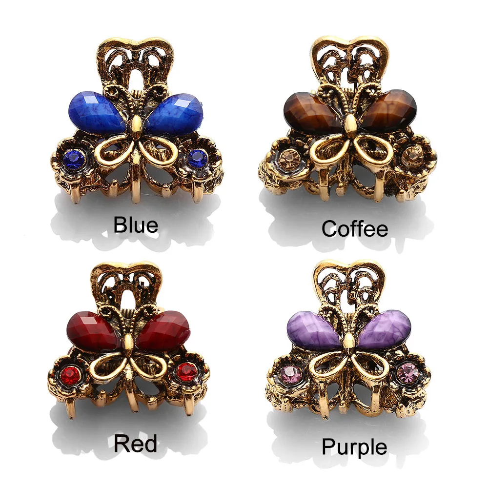 1Pc Fashion Popular Style Women Retro Vintage Resin Hairpins Mini Butterfly Hair Claw Hair Clips Hair Accessories Jewelry Gifts