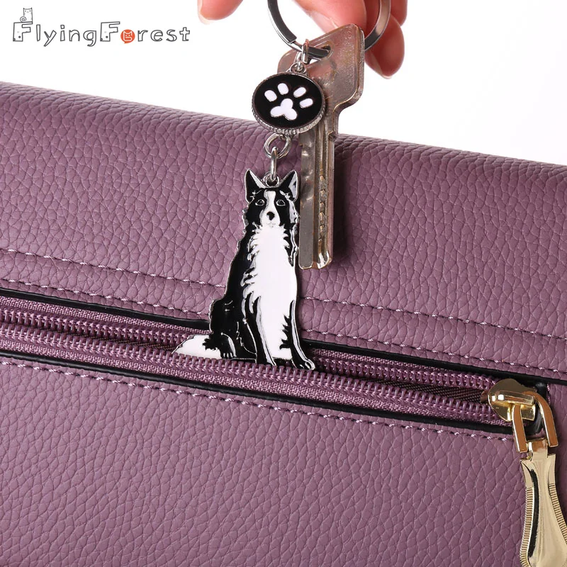 Keychain Border Collie Dog lovers Keychain Dog Tag Keychains Car Keyring Jewelry Bag Best Friend Gift Pet Animal Charm