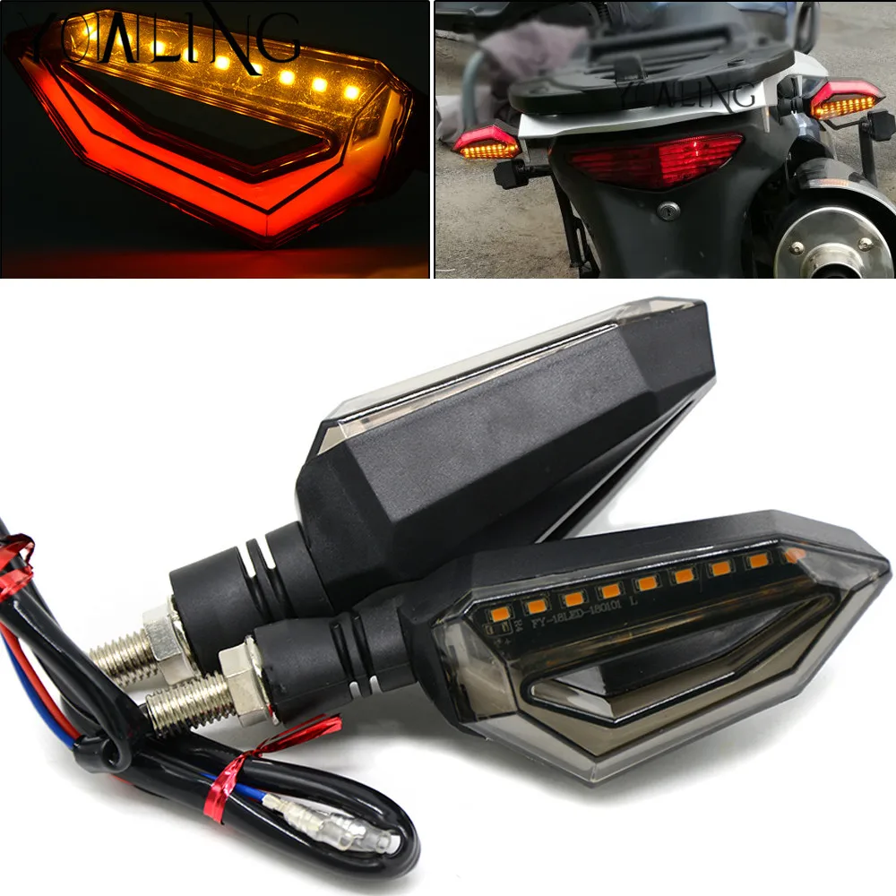 

2pcs/set Flowing Universal Motorcycle Turn Signal Indicators 12LED 12V Blinkers Flexible Bendable Lamp Light Amber