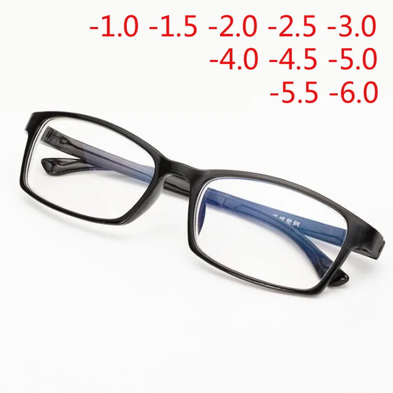 Plastic Full Frame Finished Myopia Glasses Blue Coated Student Short Sight Eyewear -1.0 -1.5 -2.0 -2.5 -3.0 -3.5 -4.0 -5.0 -6.0