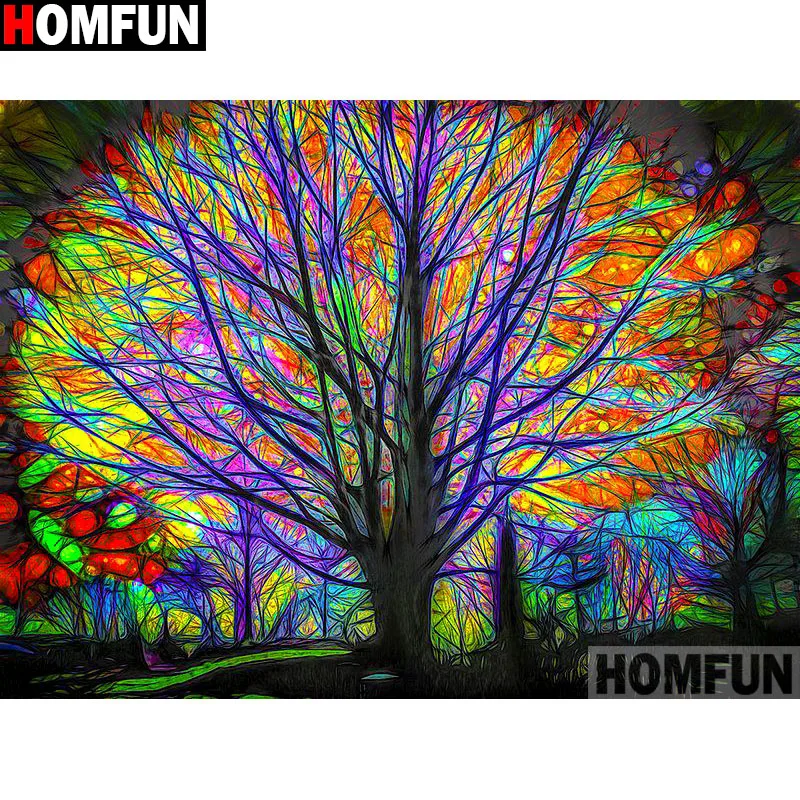 

HOMFUN Full Square/Round Drill 5D DIY Diamond Painting "Color tree" 3D Embroidery Cross Stitch 5D Home Decor Gift A13268