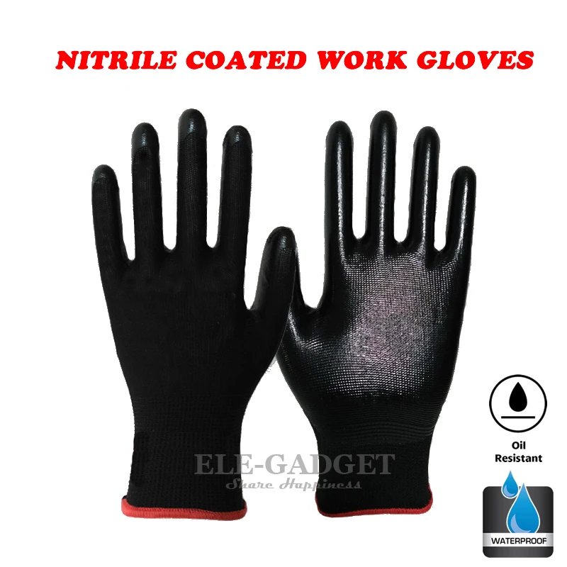 New 1-Pairs Working Gloves With Palm Nitrile Coated Oil-Proof For Driver Worker Car Repairing Garden Gloves Hands Protection