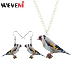 WEVENI Acrylic Jewelry Sets Cute Wild Goldfinch Necklace Earrings Drop Novelty Jewelry For Women Girls Gift Summer Hot Sale